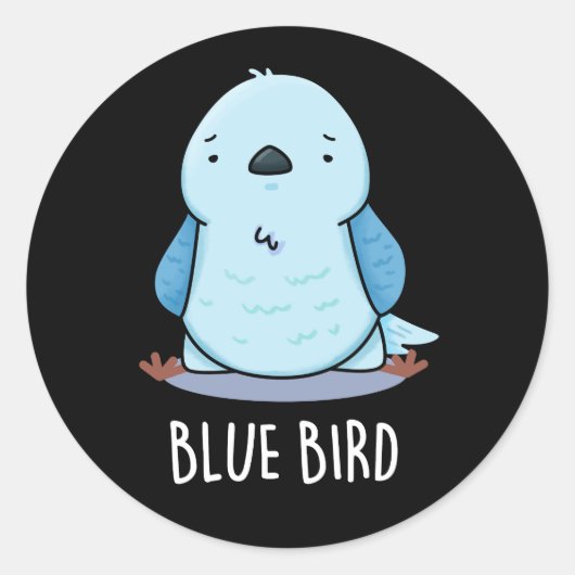 Blauw Vogel Grappig Dier Pun Donker BG Ronde Sticker (Voorkant)