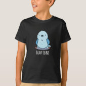 Blauw Vogel Grappig Dier Pun Donker BG T-shirt (Voorkant)