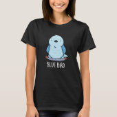 Blauw Vogel Grappig Dier Pun Donker BG T-shirt (Voorkant)
