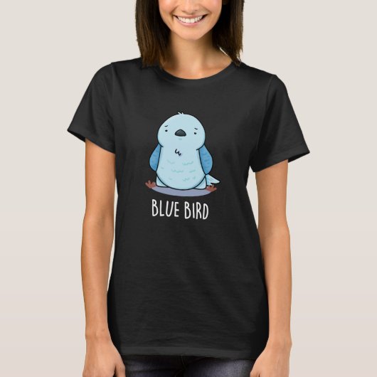 Blauw Vogel Grappig Dier Pun Donker BG T-shirt (Voorkant)