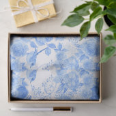 blauw vogelbloem Bindpatroon Tissuepapier (Geschenk)