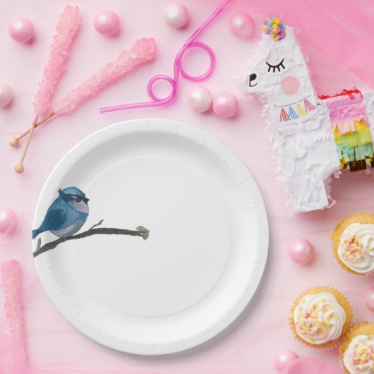 Blauw vogelBord Papieren Bordje (Feest)