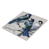  blauw vogelcollage - Gepersonaliseerd blauwvogels Tegeltje (Zijkant)