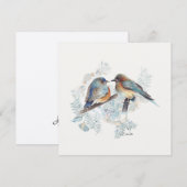 Blauw vogelpaar aquarel met bloemen (Voorkant / Achterkant)