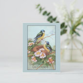  blauw vogelpaasje feestdagenkaart (Staand voorkant)