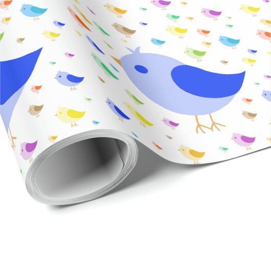 Blauw vogelpakpapier cadeaupapier (Rol Hoek)