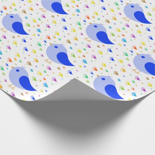 Blauw vogelpakpapier cadeaupapier (Hoek)