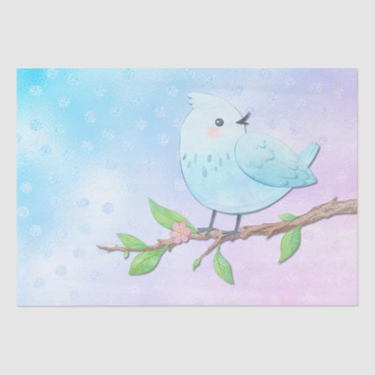 Blauw vogelpapier tissuepapier (Voorkant)