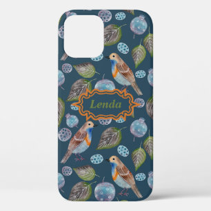 Blauw vogelpatroon Waterverf Case-Mate iPhone Case