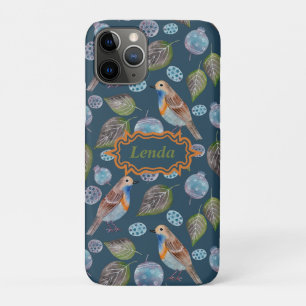 Blauw vogelpatroon Waterverf Case-Mate iPhone Case