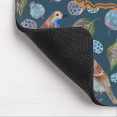 Blauw vogelpatroon Waterverf Muismat (Hoek)