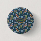 Blauw vogelpatroon Waterverf Ronde Button 3,2 Cm (Voorkant)
