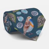 Blauw vogelpatroon Waterverf Stropdas (Opgerold)