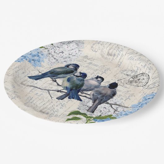  blauw vogelpluis Italiaans Bord papier (Gekanteld)