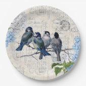  blauw vogelpluis Italiaans Bord papier (Voorkant)