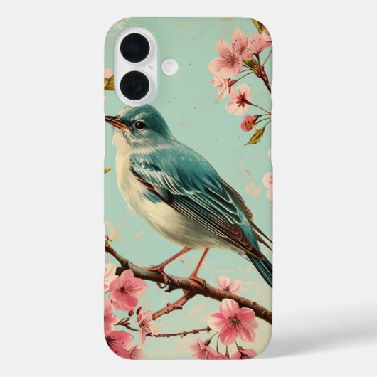 blauw vogelroze kersenbloesem bloesem Case-Mate iPhone case (Achterkant)