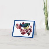 Blauw Vogeltje en Bloemen Oud Model Kaart (Voorkant)