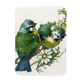 Blauw vogeltje magneet vintage