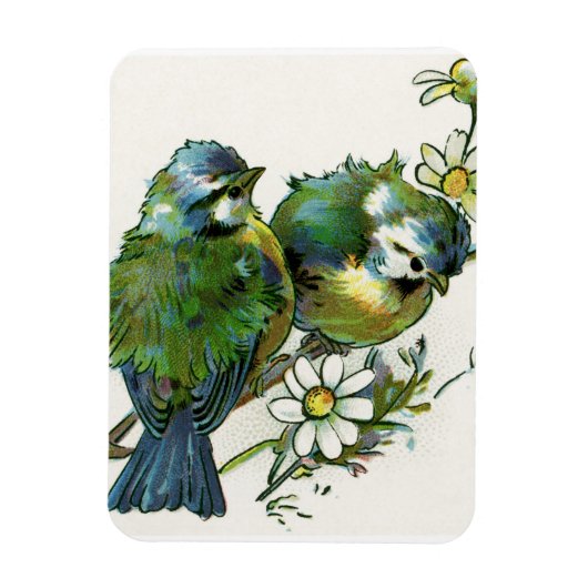 Blauw vogeltje magneet vintage (Verticaal)