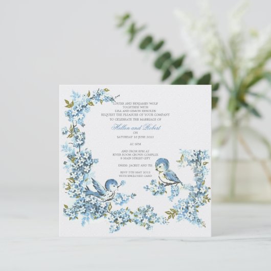  blauw vogelwinterhuwelijk kaart (Staand voorkant)