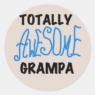 Blauw Volledig Geweldige Grampa T-shirts en gesche Ronde Sticker