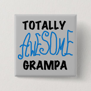 Blauw Volledig Geweldige Grampa T-shirts en gesche Vierkante Button 5,1 Cm