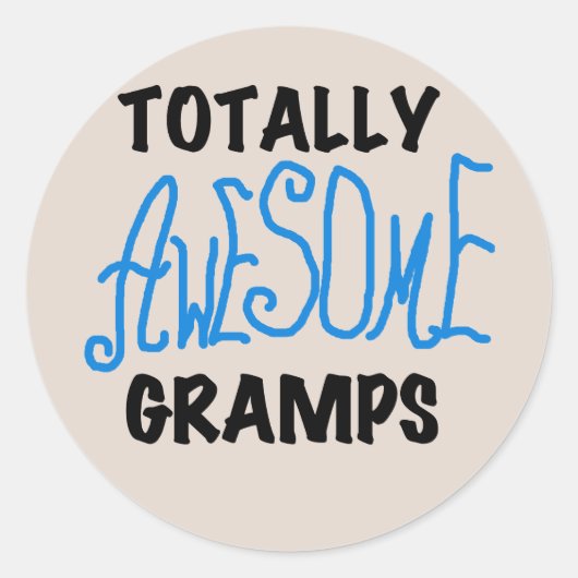 Blauw Volledig Geweldige Gramps T-shirts en gesche Ronde Sticker (Voorkant)