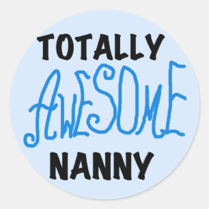 Blauw volledig Geweldige nanny T-shirts en cadeaut Ronde Sticker