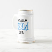 Blauw volledig Geweldige Opa T-shirts en cadeautje Bierpul (Voorkant links)