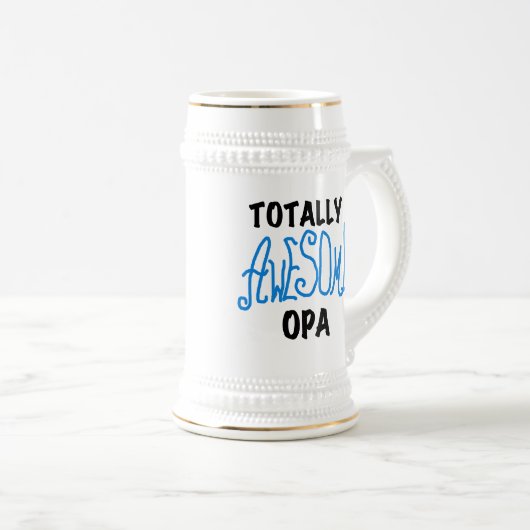 Blauw volledig Geweldige Opa T-shirts en cadeautje Bierpul (Voorkant rechts)