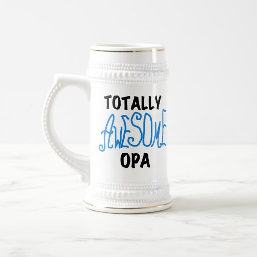 Blauw volledig Geweldige Opa T-shirts en cadeautje Bierpul (Links)