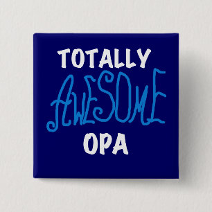 Blauw Volledig Geweldige Opa T-shirts en geschenke Vierkante Button 5,1 Cm