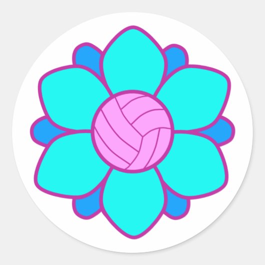 Blauw Volleybal Meisje Ronde Sticker (Voorkant)