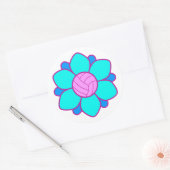 Blauw Volleybal Meisje Ronde Sticker (Envelop)