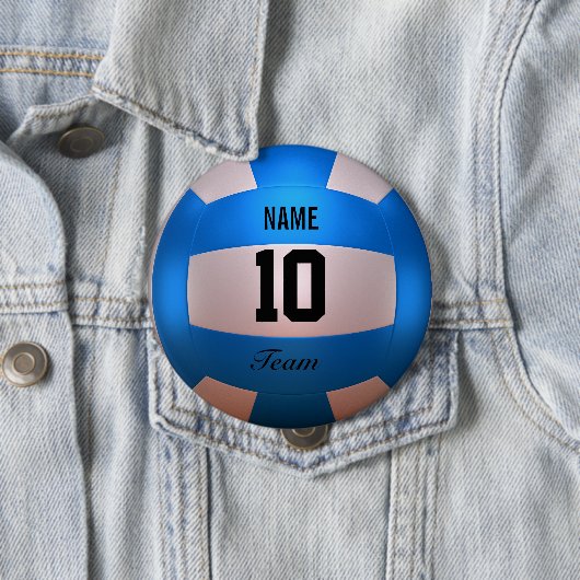 Blauw Volleyball Ronde Button 4,0 Cm (In situ)