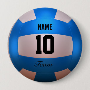 Blauw Volleyball Ronde Button 4,0 Cm