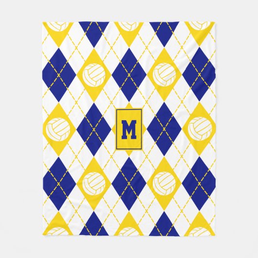 blauw volleybalteam kleuren argyle - patroon fleece deken (Voorkant)