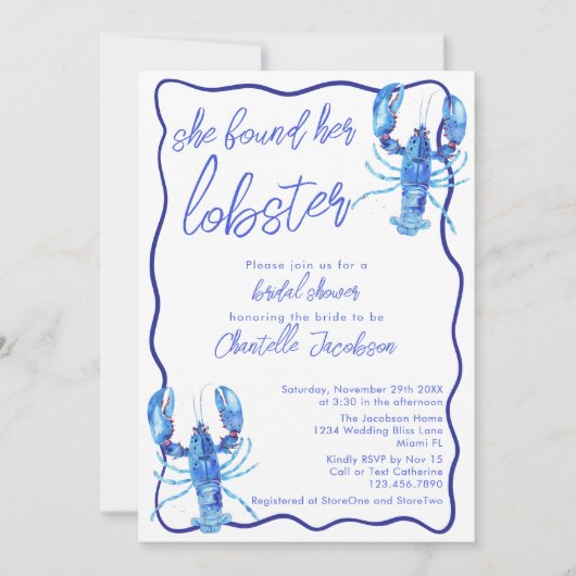 Blauw vond ze haar kreeft Vrijgezellenfeest Kaart (Voorkant)