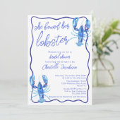 Blauw vond ze haar kreeft Vrijgezellenfeest Kaart (Staand voorkant)