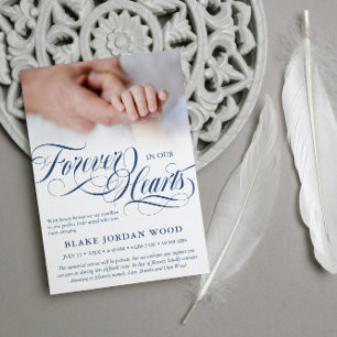 Blauw voor altijd in ons hart babyjongetje Memoria Aankondiging