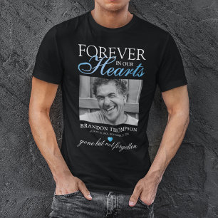 Blauw Voor Altijd in Onze Hart Herdenkingsfoto T-s T-shirt