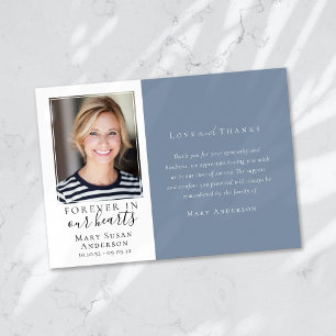 Blauw voor altijd in onze harten Foto Begrafenis Bedankkaart
