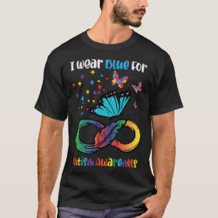 Blauw voor Autisme Bewustzijn Oneindigheid Vlinder T-shirt