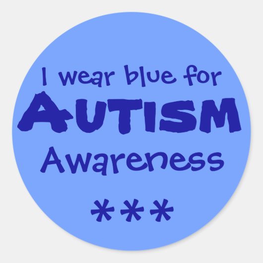 Blauw voor autisme ronde sticker (Voorkant)