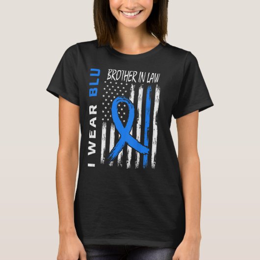 Blauw voor broer in wet Diabetes Bewustmaking Vlag T-shirt (Voorkant)