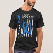 Blauw voor broer in wet Diabetes Bewustmaking Vlag T-shirt (Voorkant)