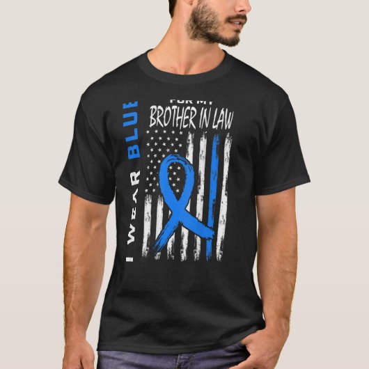 Blauw voor broer in wet Diabetes Bewustmaking Vlag T-shirt (Voorkant)