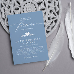 Blauw voor eeuwig in ons hart Baby Memorial Kaart