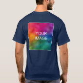 Blauw voor- en achterontwerp Afbeelding toevoegen T-shirt (Achterkant)