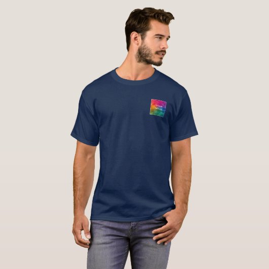 Blauw voor- en achterontwerp Afbeelding toevoegen T-shirt (Voorkant volledig)